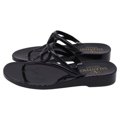 Women's  Valentino Garavani VLogo Thong Slide Sandals in Black Rubber
