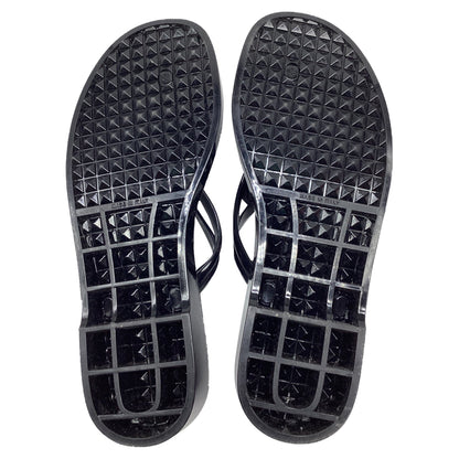 Women's  Valentino Garavani VLogo Thong Slide Sandals in Black Rubber