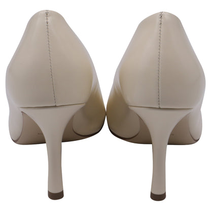 Women's  Burberry Round-Toe Pumps in Ivory Leather