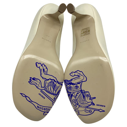 Women's  Burberry Round-Toe Pumps in Ivory Leather