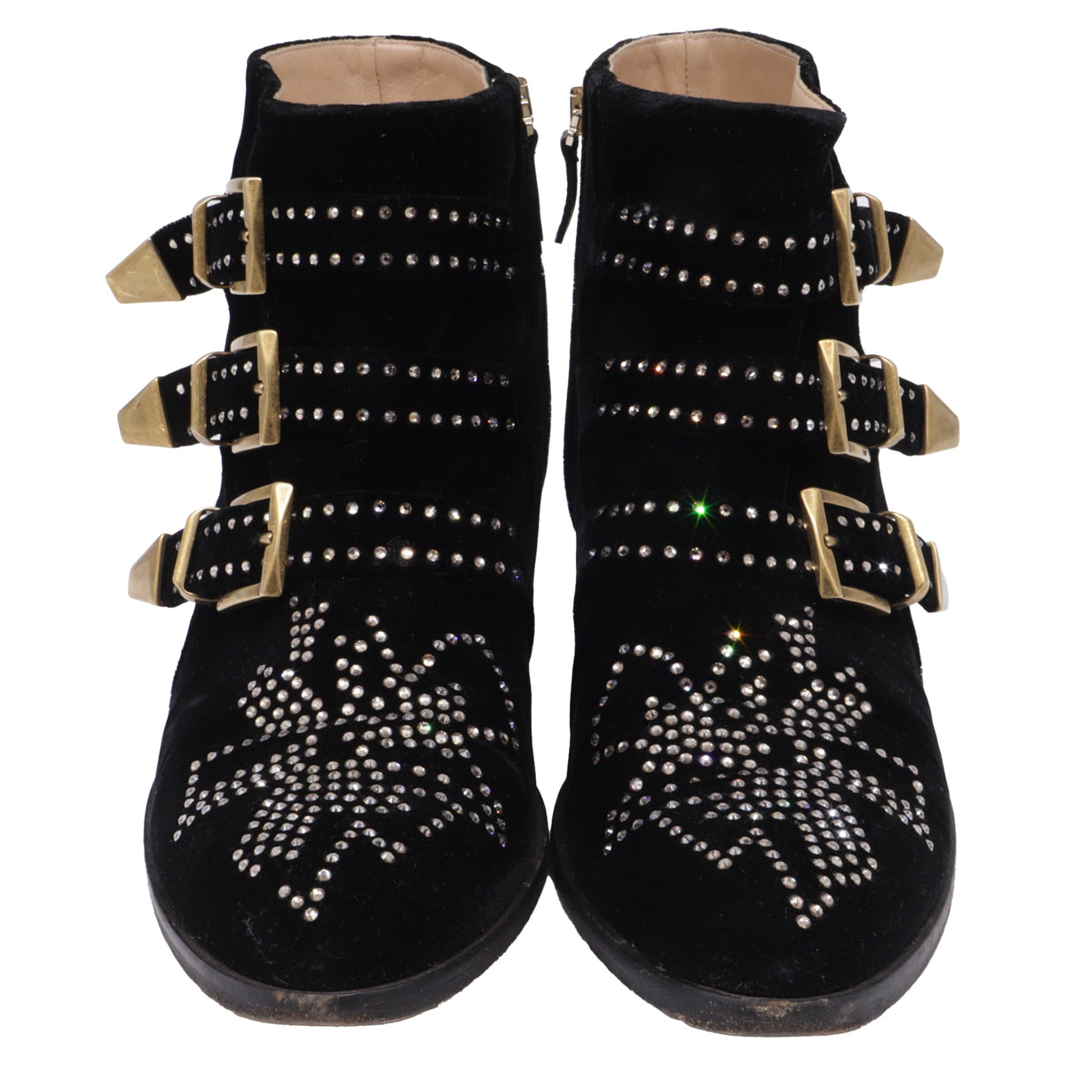 Women's  Chloé Susanna Studded Ankle Boots in Black Velvet