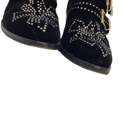 Women's  Chloé Susanna Studded Ankle Boots in Black Velvet