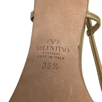 Women's Valentino Garavani VLogo Slingback Pumps in Metallic Gold Leather
