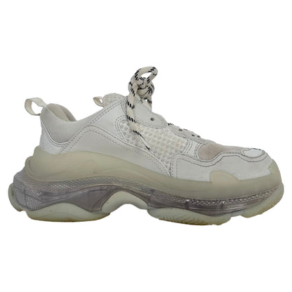 Men's  Balenciaga Triple S Clear Sole Sneakers in White Polyester