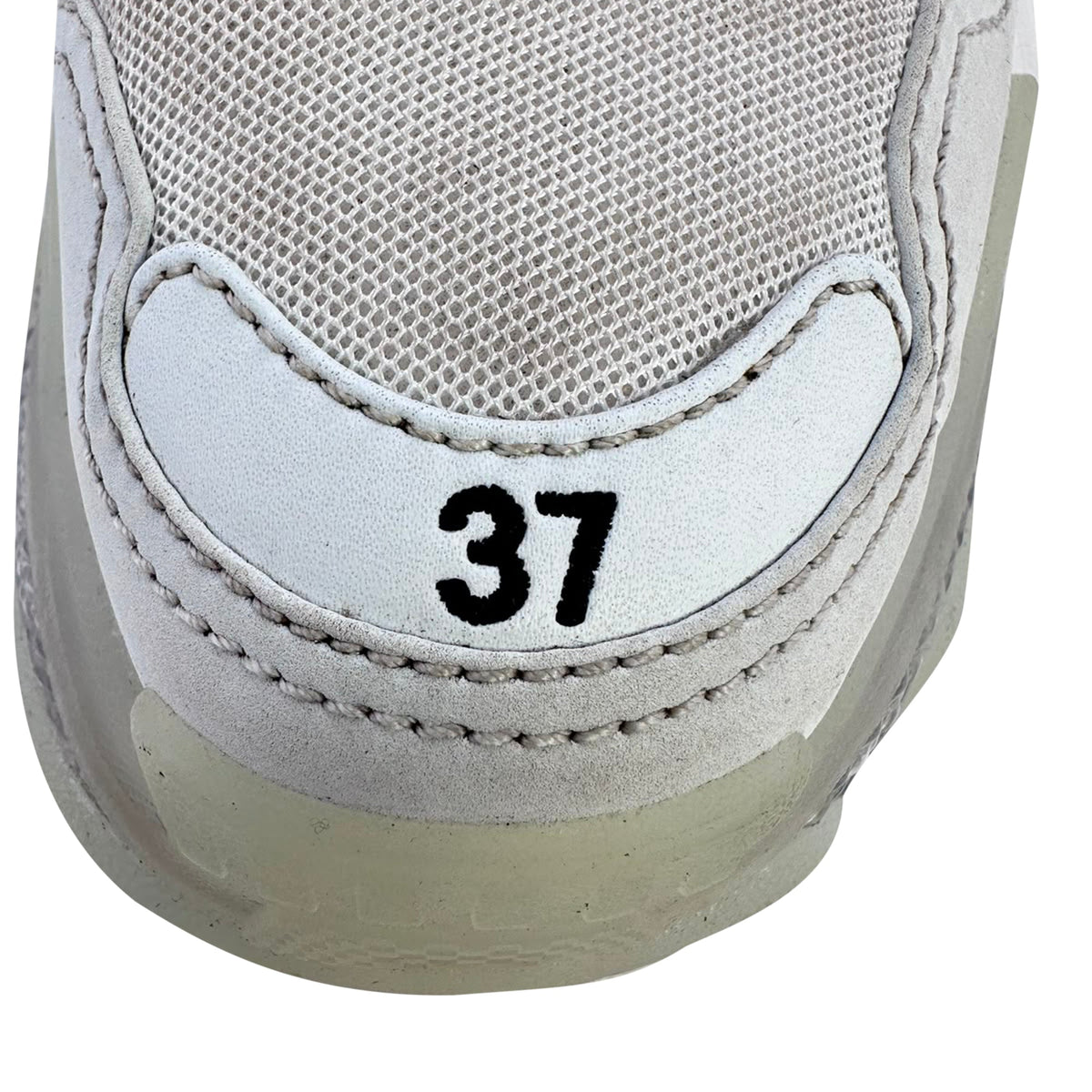Men's  Balenciaga Triple S Clear Sole Sneakers in White Polyester