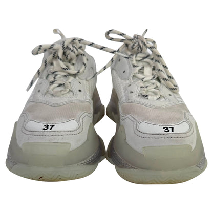 Men's  Balenciaga Triple S Clear Sole Sneakers in White Polyester