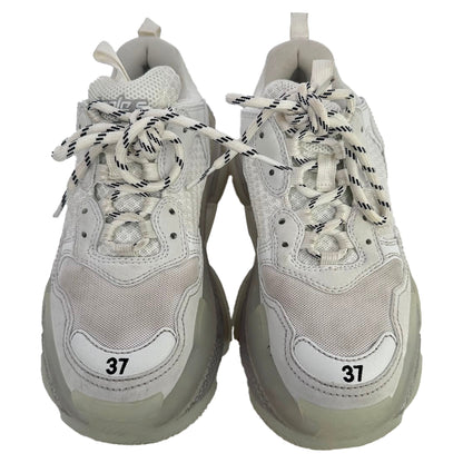 Men's  Balenciaga Triple S Clear Sole Sneakers in White Polyester