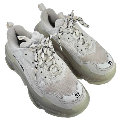 Men's  Balenciaga Triple S Clear Sole Sneakers in White Polyester