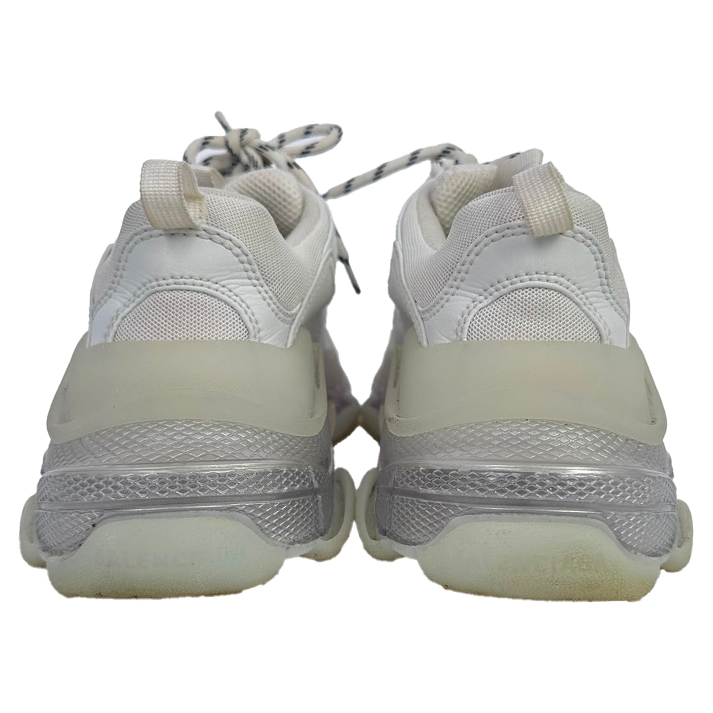 Men's  Balenciaga Triple S Clear Sole Sneakers in White Polyester