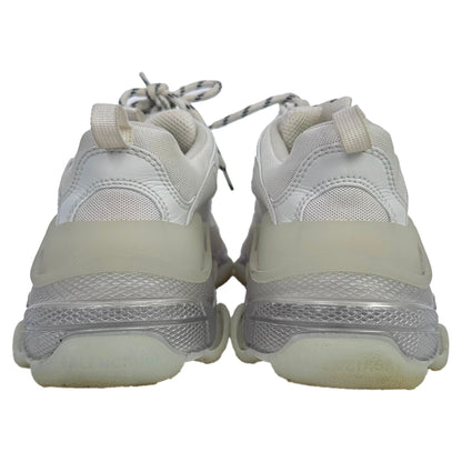 Men's  Balenciaga Triple S Clear Sole Sneakers in White Polyester