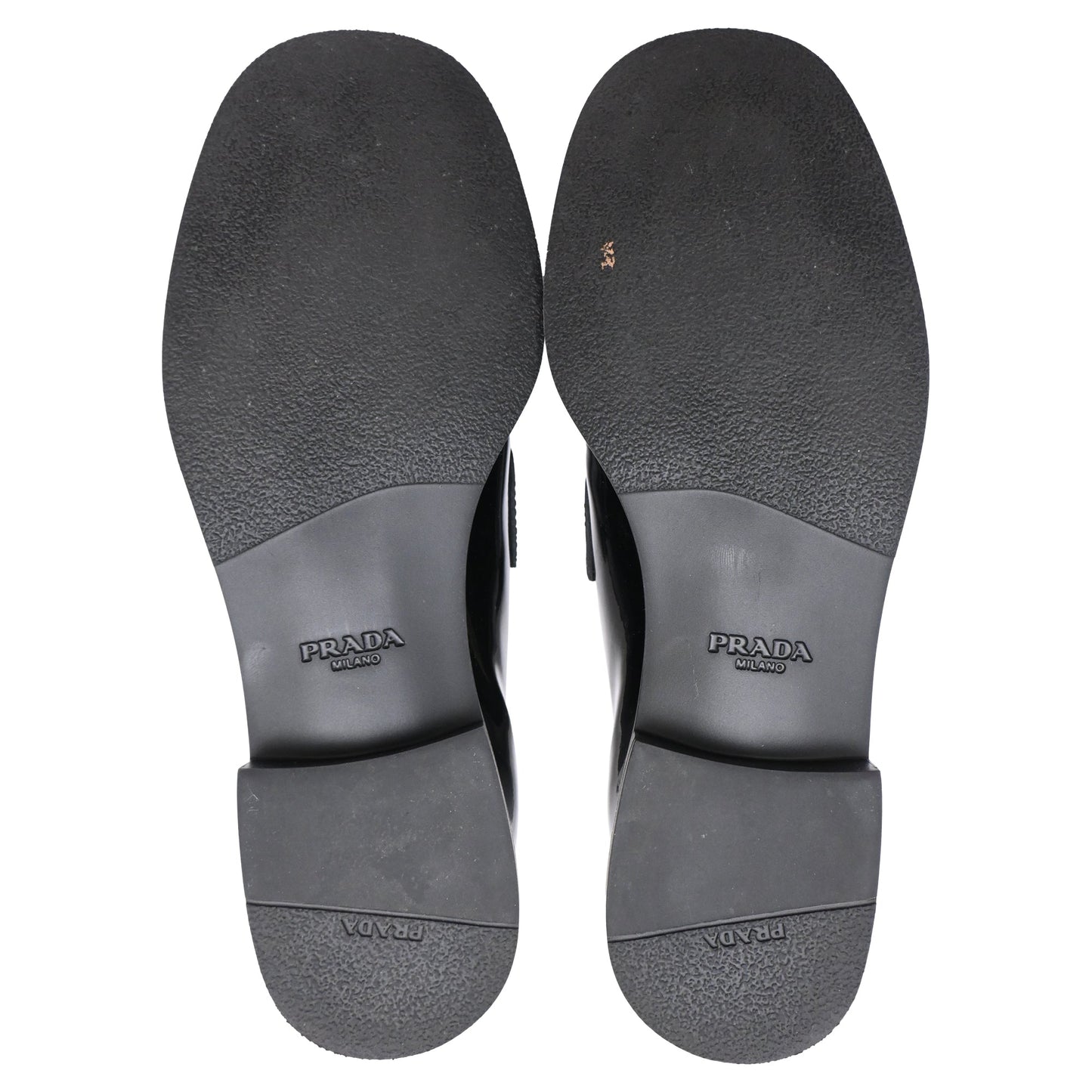 Women's Prada Triangle Logo Loafers in Black Patent Leather