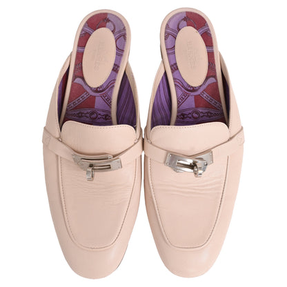 Women's Hermès Oz Mules in Beige Leather