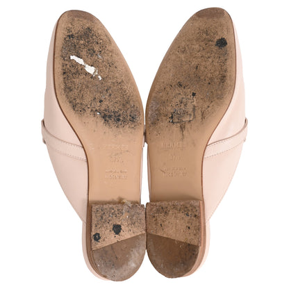 Women's Hermès Oz Mules in Beige Leather