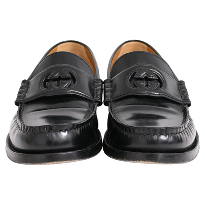 Women's Gucci Interlocking G Logo in Black Leather