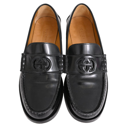 Women's Gucci Interlocking G Logo in Black Leather