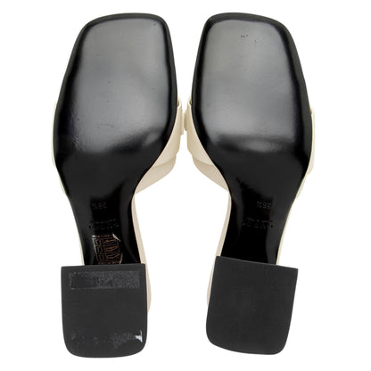 Women's Gucci Leather Chain Logo Signoria Slide Sandals - Size 6.5 / 36.5