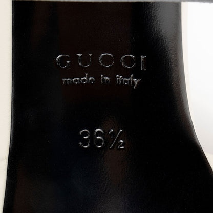 Women's Gucci Leather Chain Logo Signoria Slide Sandals - Size 6.5 / 36.5