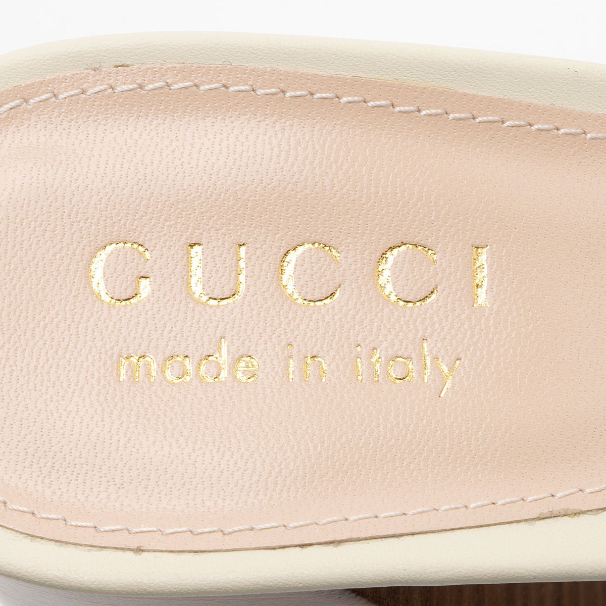 Women's Gucci Leather Chain Logo Signoria Slide Sandals - Size 6.5 / 36.5