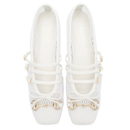 Women's Gucci Mesh Horsebit Ballet Flats - Size 8 / 38