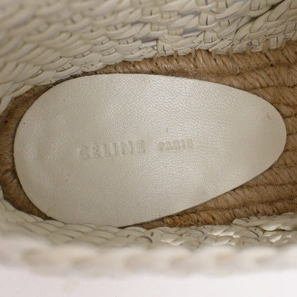 Women's Celine Woven Lace-Up Espadrille Ankle Boots in White Leather