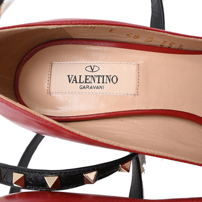 Women's Valentino Garavani Rockstud Ankle Wrap Pumps in Burgundy Leather