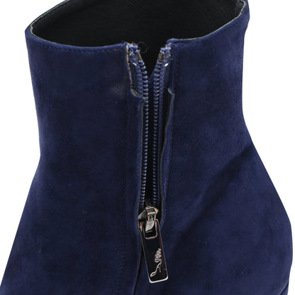 Women's  René Caovilla Embellished High-Heel Ankle Boots in Navy Blue Suede