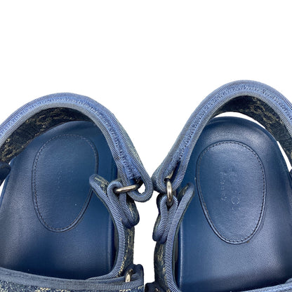 Women's Gucci Moritz GG Slingback Denim Sandals in Blue Cotton