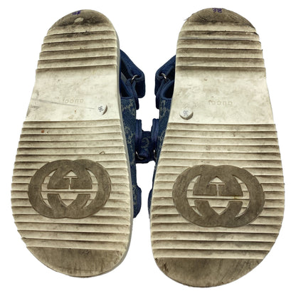 Women's Gucci Moritz GG Slingback Denim Sandals in Blue Cotton