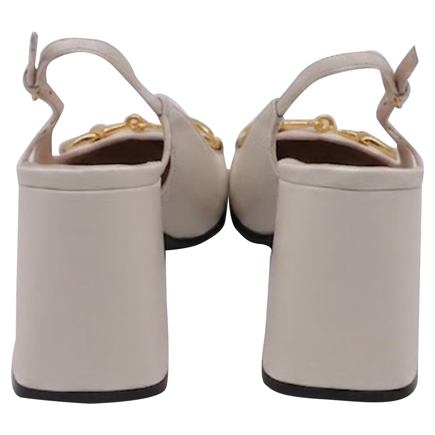 Women's  Gucci Horsebit Slingback Pumps in White Leather