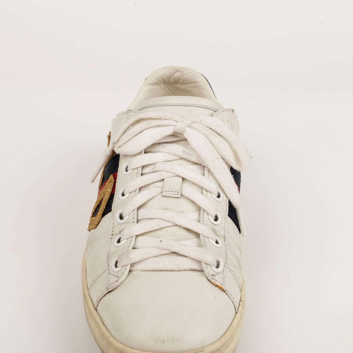 Women's Love Embroidered Ace Sneakers White Leather