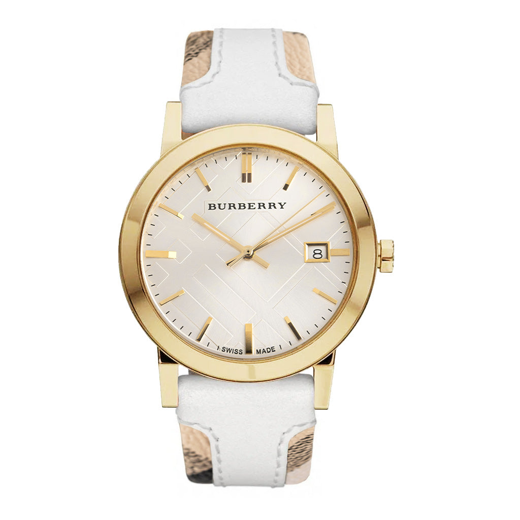 Burberry The City Check Stamped Yellow Gold PVD 34mm Watch
