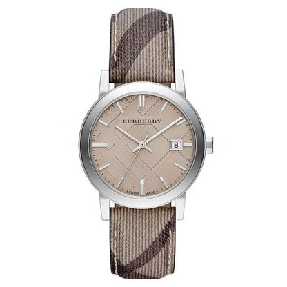 Burberry Ladies The City Smoke Check Strap 34mm Watch