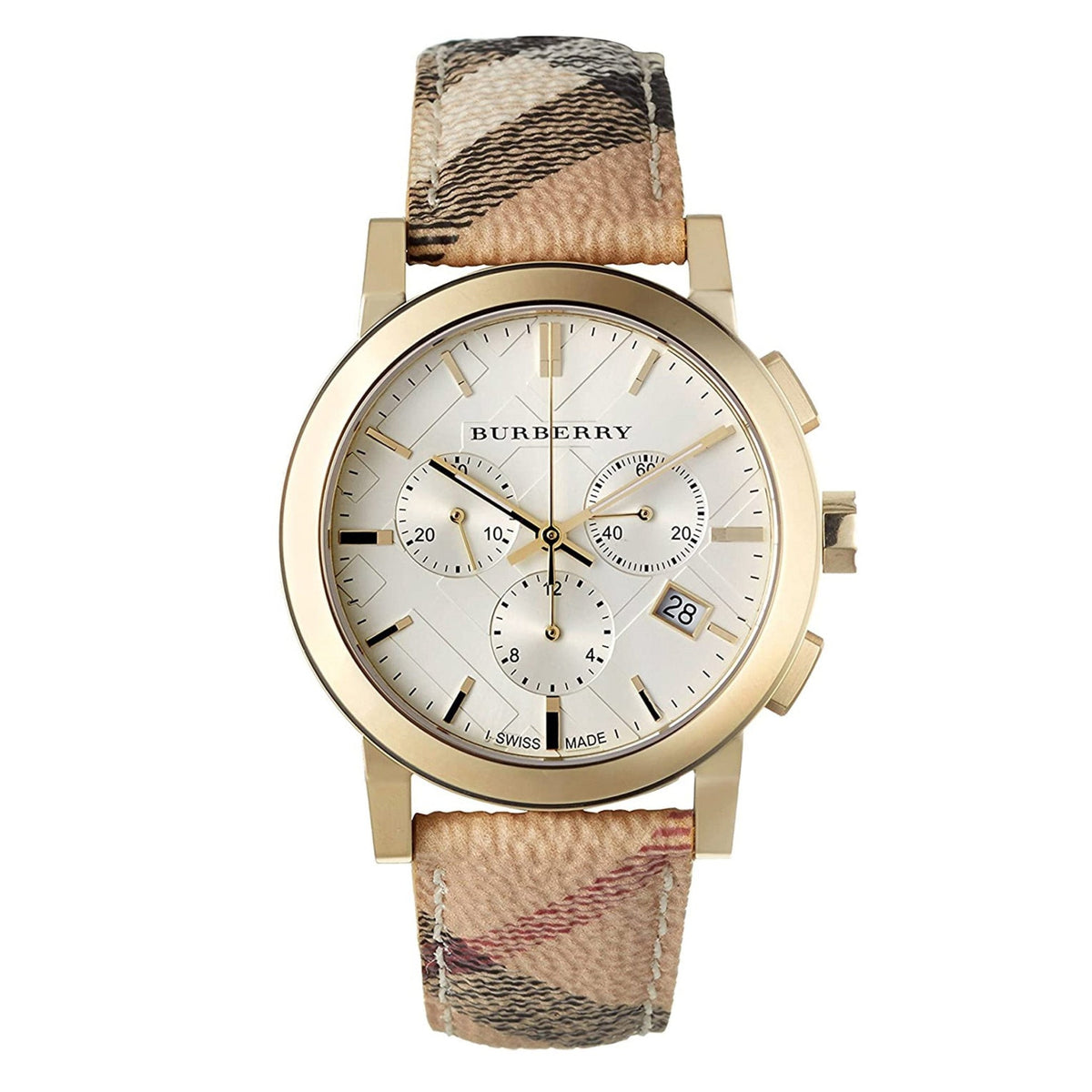 Burberry Haymarket Chronograph Gold 38mm Watch