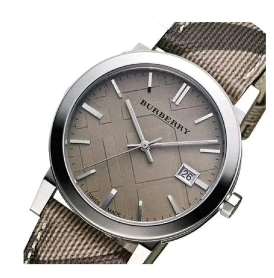 Burberry Ladies The City Smoke Check Strap 34mm Watch