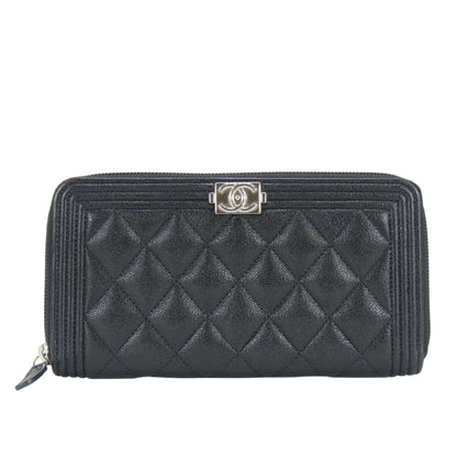 Boy Zip Around Wallet Quilted Caviar Long