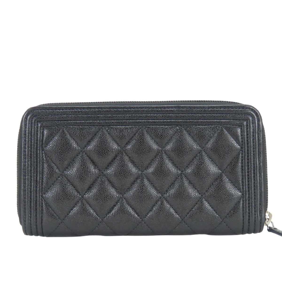 Boy Zip Around Wallet Quilted Caviar Long