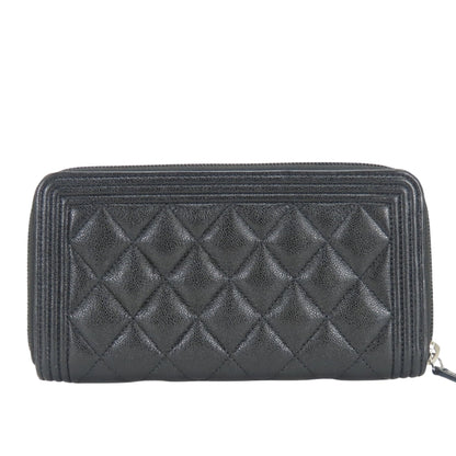 Boy Zip Around Wallet Quilted Caviar Long