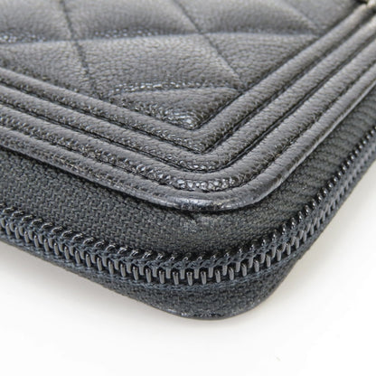 Boy Zip Around Wallet Quilted Caviar Long