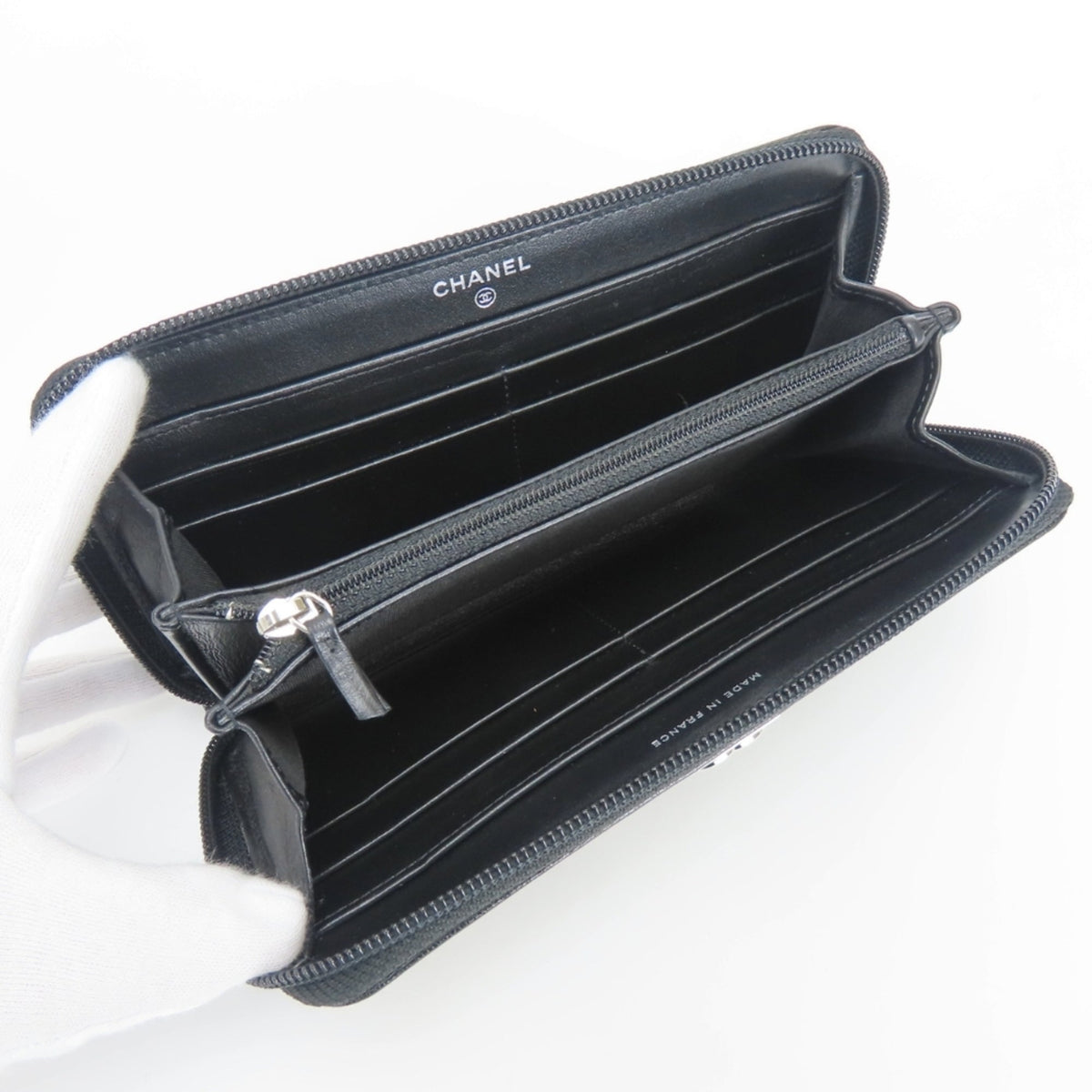 Boy Zip Around Wallet Quilted Caviar Long