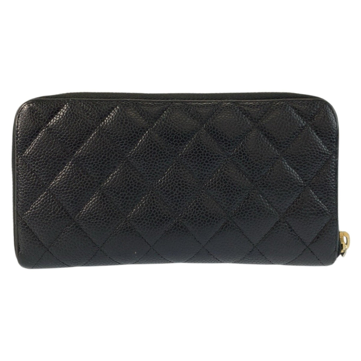 Zip Around Wallet Quilted Caviar Long