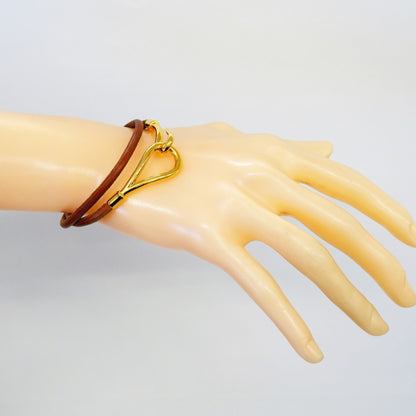 Jumbo Hook Bracelet Gold and Leather