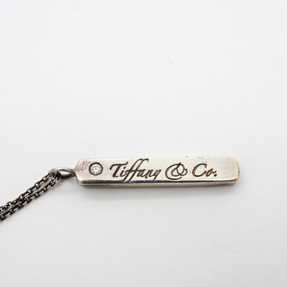 Notes Bar Pendant Necklace Sterling Silver with Diamond