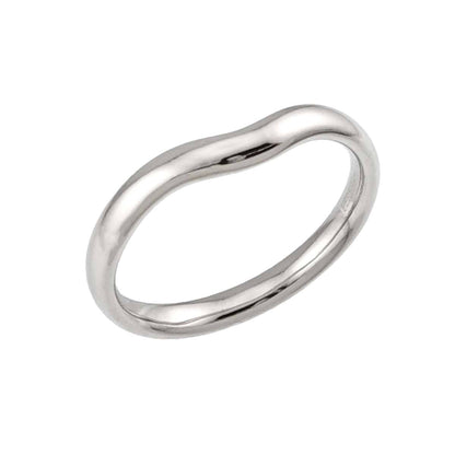 Wide Curved Band Ring Platinum
