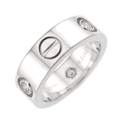 Love Ring 18K White Gold with Half Diamond