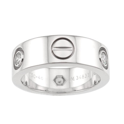 Love Ring 18K White Gold with Half Diamond