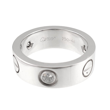 Love Ring 18K White Gold with Half Diamond