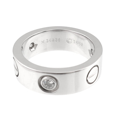 Love Ring 18K White Gold with Half Diamond