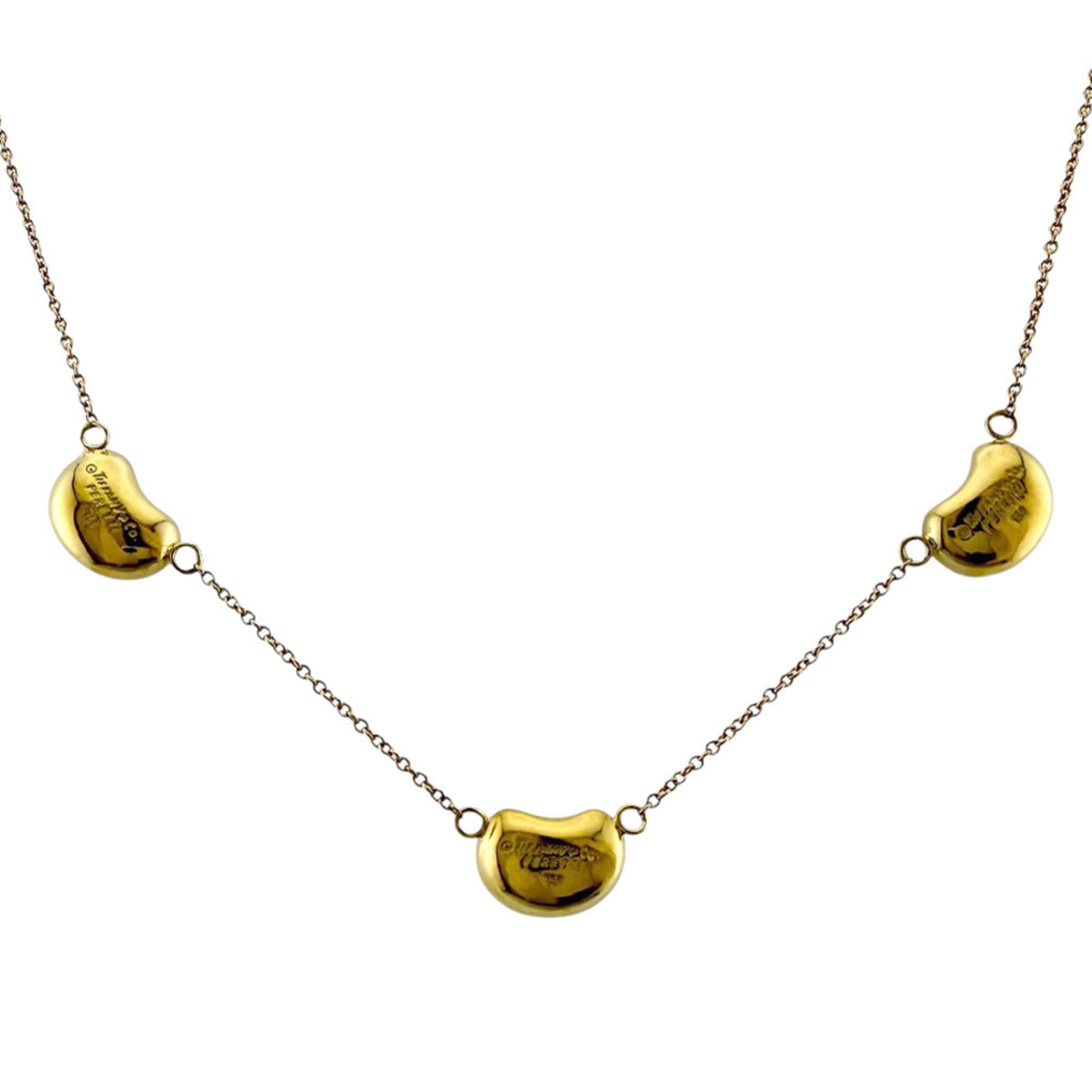 Bean Pendant Necklace 18K Yellow Gold 7.5mm