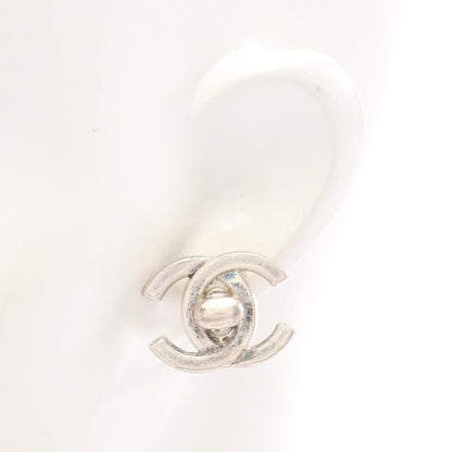 CC Logo Turnlock Clip-On Earrings Silver-Tone Metal Silver-Tone Metal