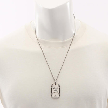 Monogram Pendant Necklace Metal Silver